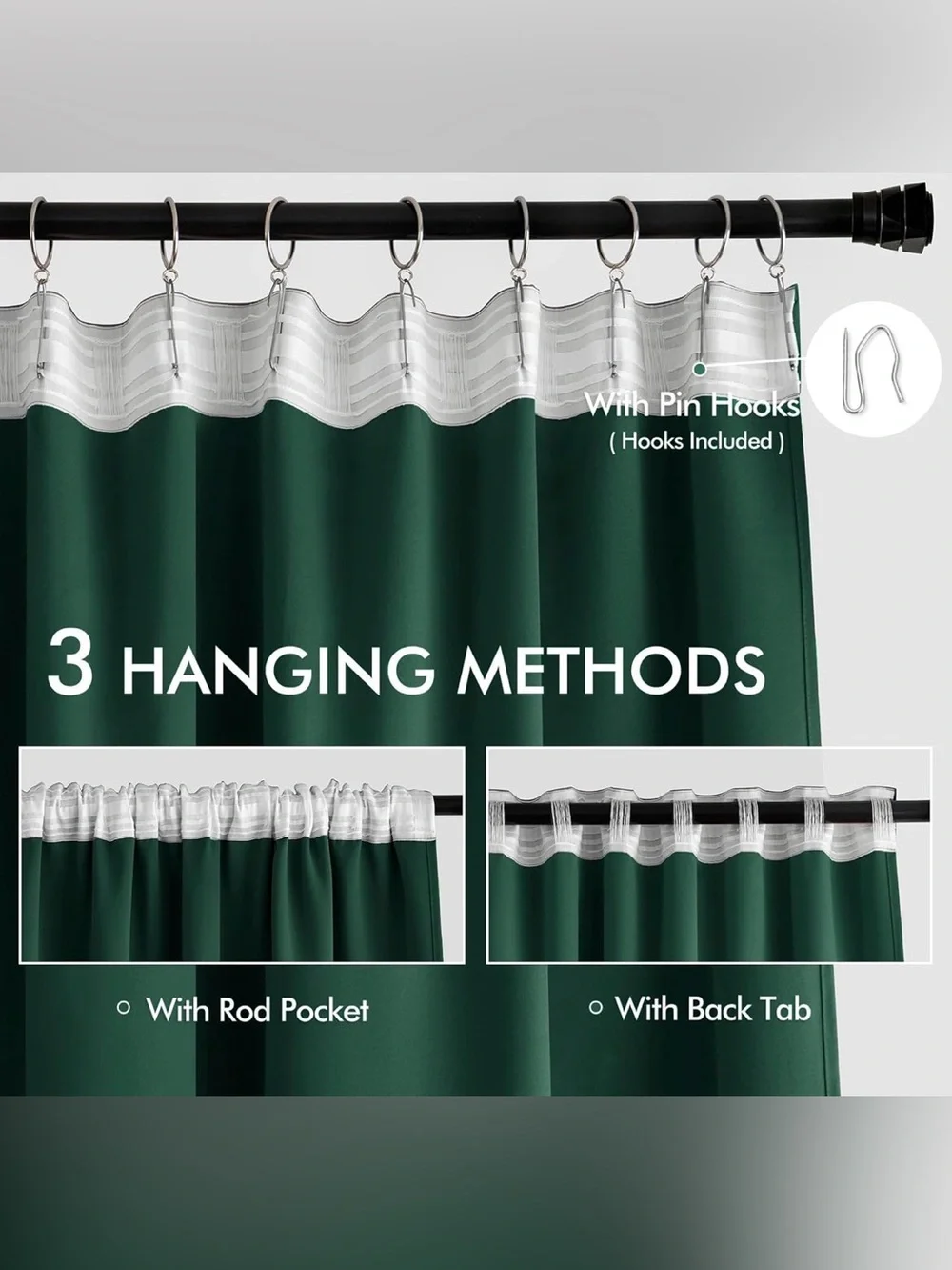 MIULEE Dark Green Blackout Curtains 84” x 32” 2 Panels